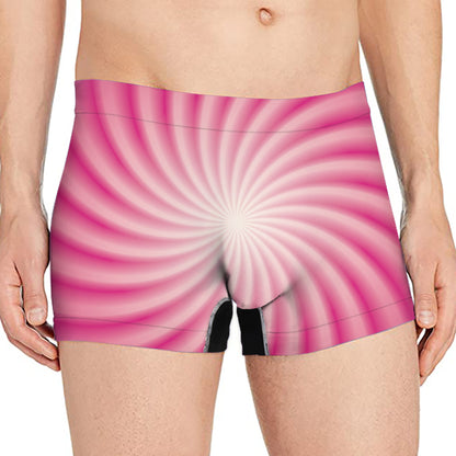 Pink Whirlpool Spiral Print Men's Boxer Briefs