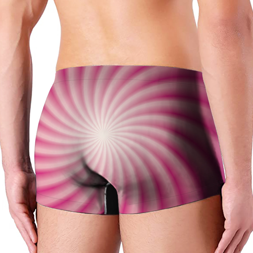 Pink Whirlpool Spiral Print Men's Boxer Briefs