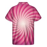 Pink Whirlpool Spiral Print Men's Short Sleeve Shirt