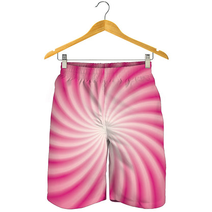 Pink Whirlpool Spiral Print Men's Shorts