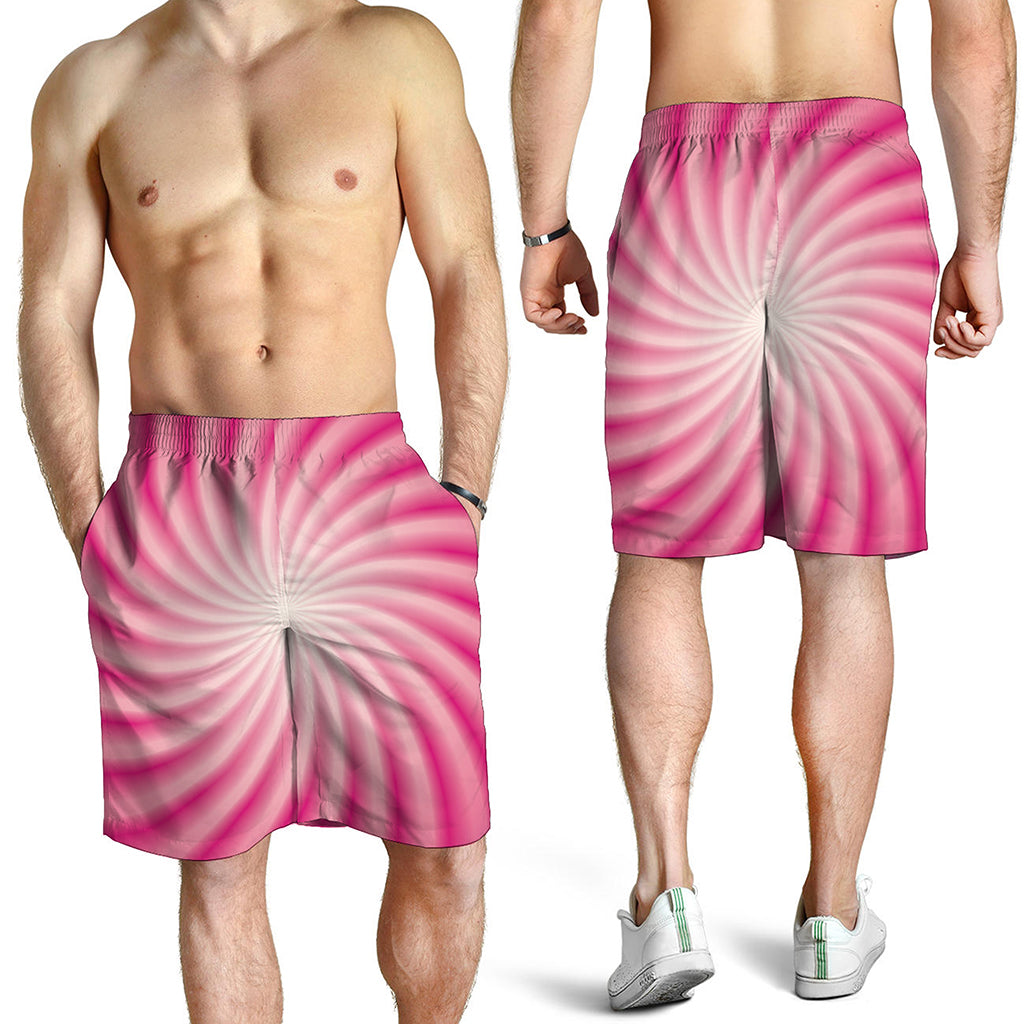 Pink Whirlpool Spiral Print Men's Shorts