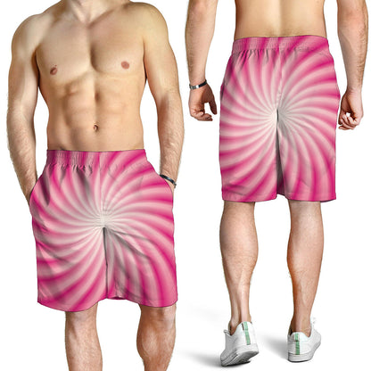 Pink Whirlpool Spiral Print Men's Shorts