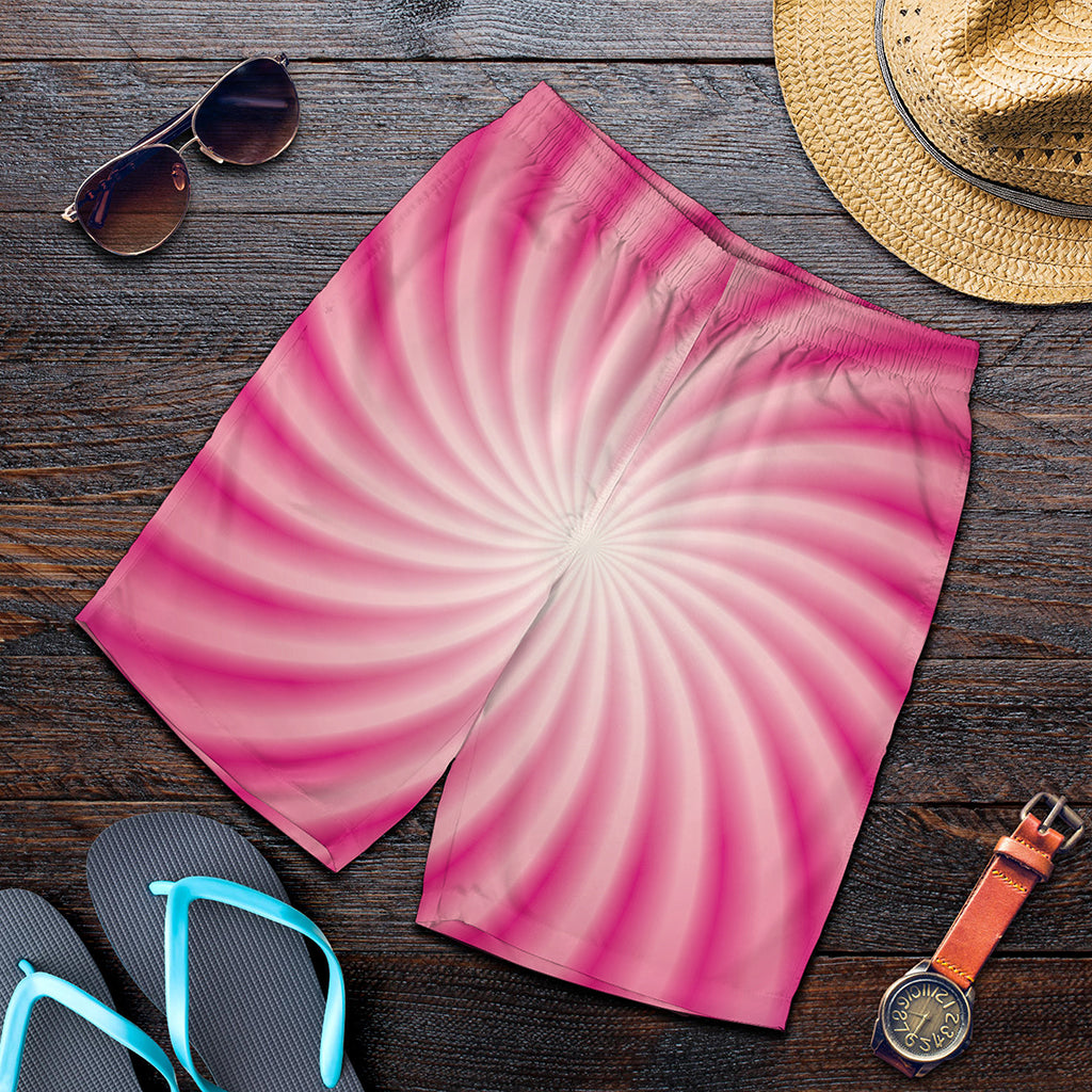 Pink Whirlpool Spiral Print Men's Shorts