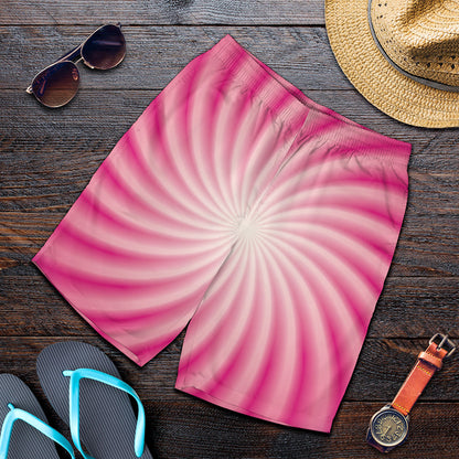 Pink Whirlpool Spiral Print Men's Shorts