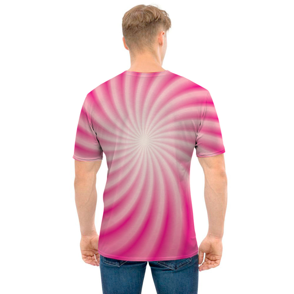 Pink Whirlpool Spiral Print Men's T-Shirt