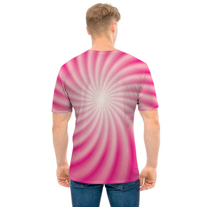 Pink Whirlpool Spiral Print Men's T-Shirt