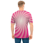 Pink Whirlpool Spiral Print Men's T-Shirt