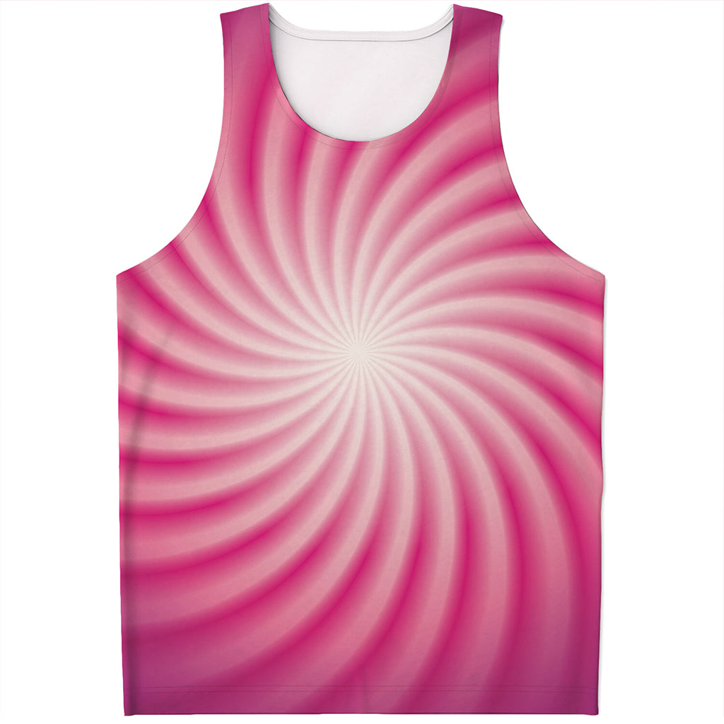 Pink Whirlpool Spiral Print Men's Tank Top