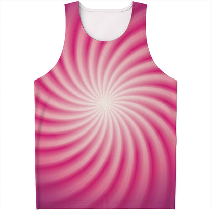 Pink Whirlpool Spiral Print Men's Tank Top