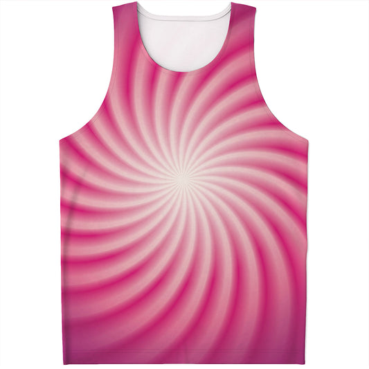 Pink Whirlpool Spiral Print Men's Tank Top