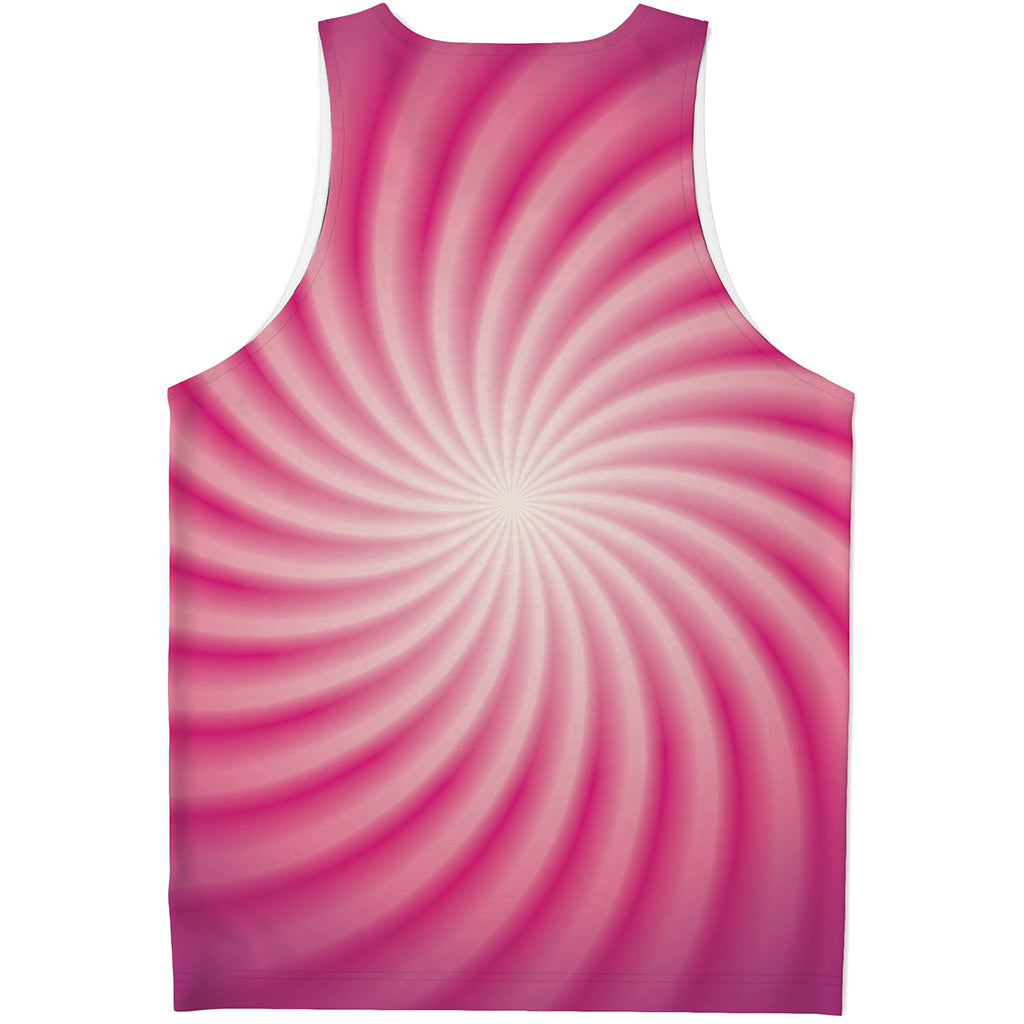 Pink Whirlpool Spiral Print Men's Tank Top