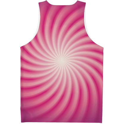 Pink Whirlpool Spiral Print Men's Tank Top