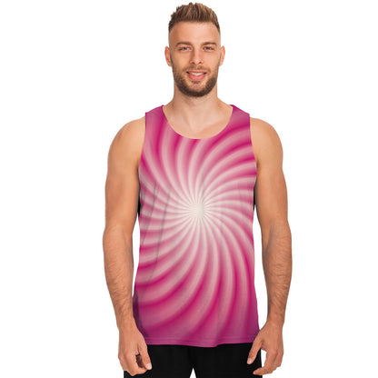 Pink Whirlpool Spiral Print Men's Tank Top