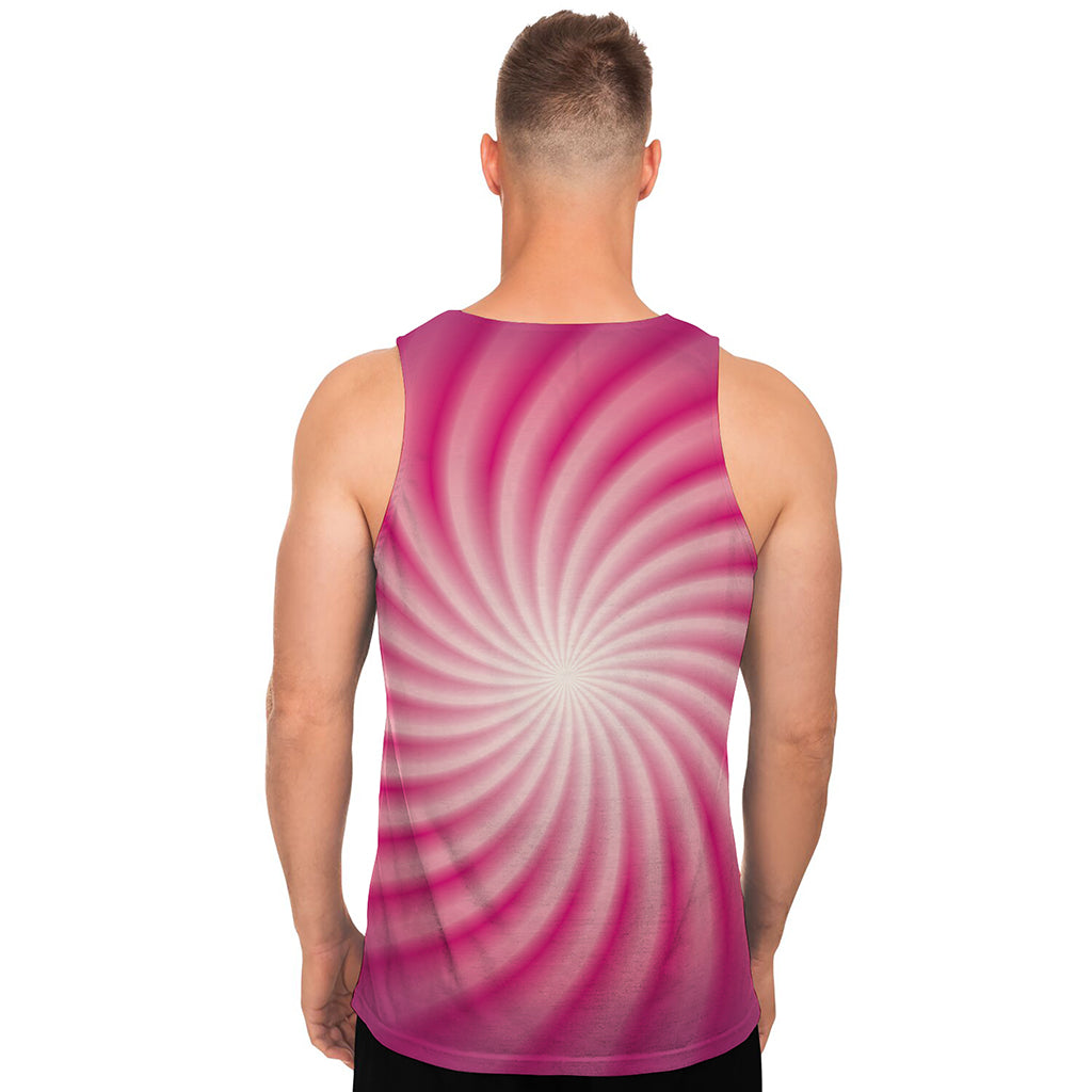 Pink Whirlpool Spiral Print Men's Tank Top