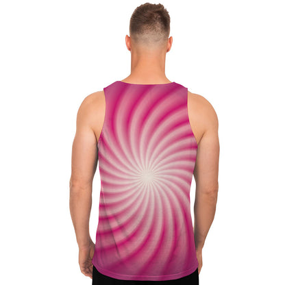 Pink Whirlpool Spiral Print Men's Tank Top