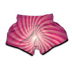 Pink Whirlpool Spiral Print Muay Thai Boxing Shorts