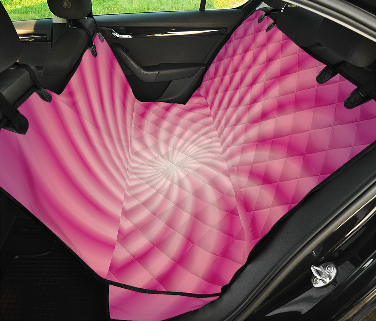 Pink Whirlpool Spiral Print Pet Car Back Seat Cover