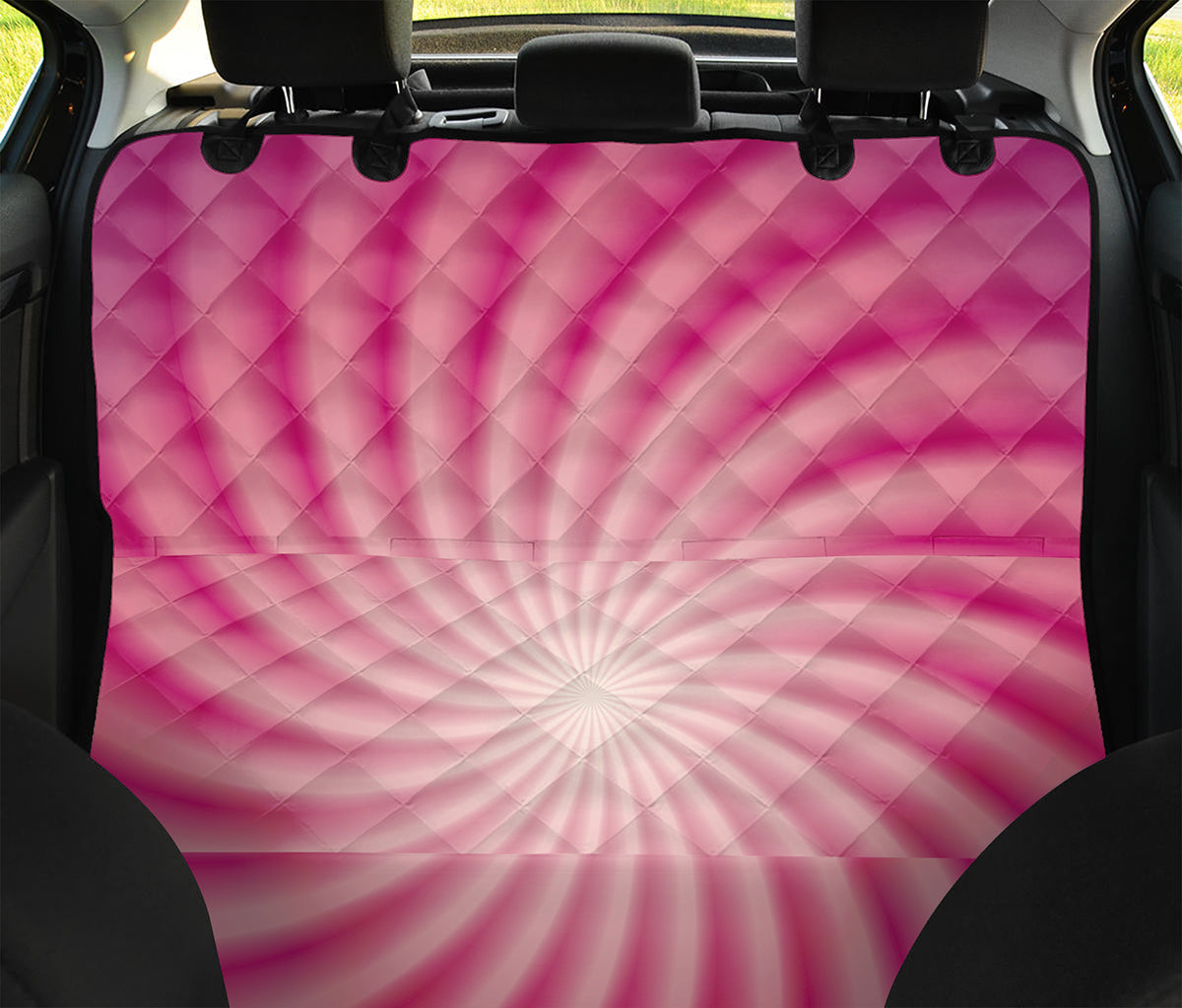 Pink Whirlpool Spiral Print Pet Car Back Seat Cover