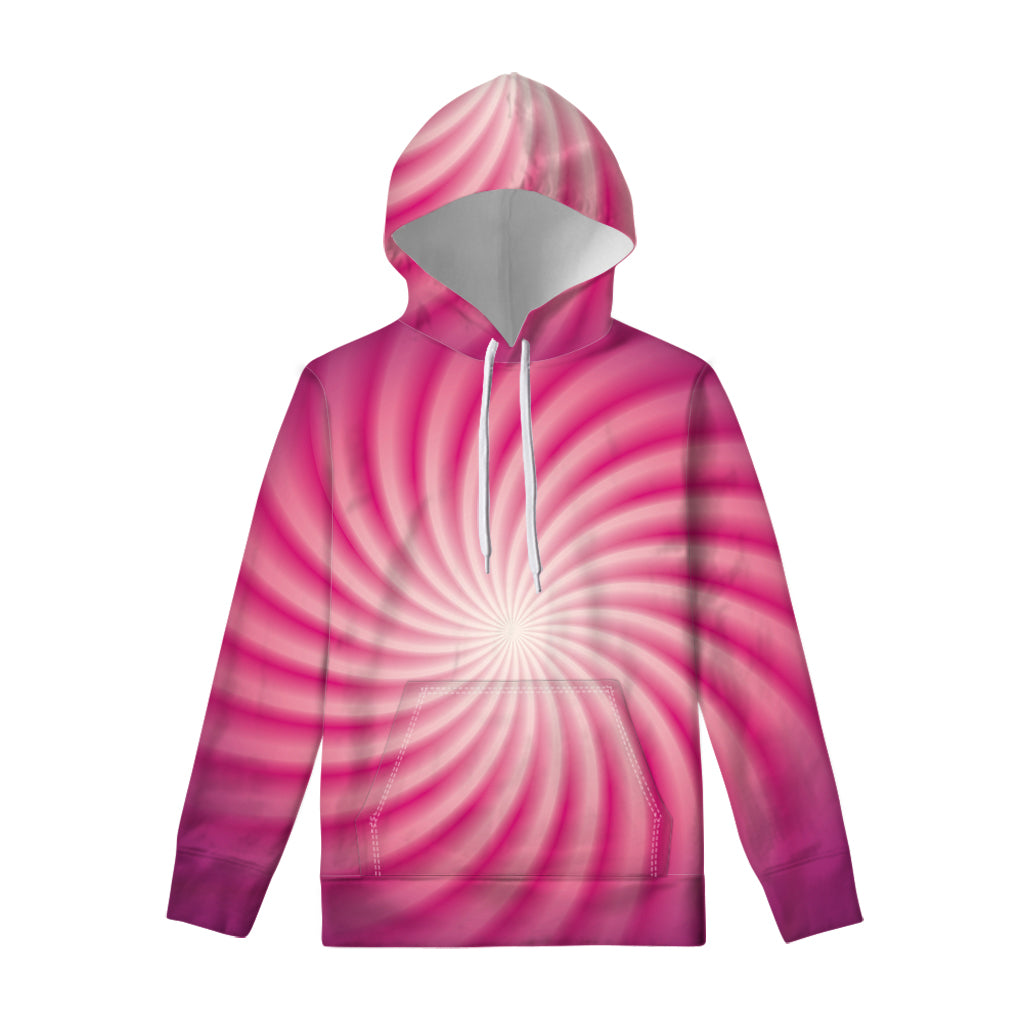 Pink Whirlpool Spiral Print Pullover Hoodie