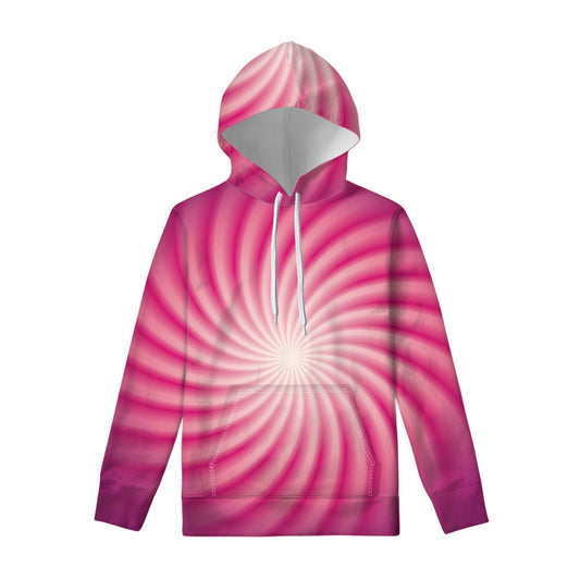 Pink Whirlpool Spiral Print Pullover Hoodie