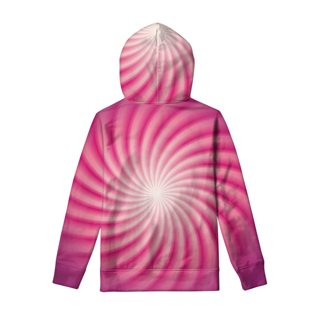Pink Whirlpool Spiral Print Pullover Hoodie
