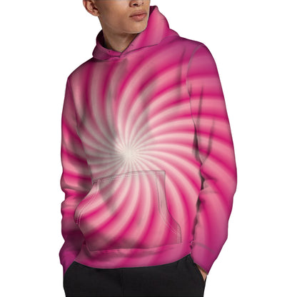 Pink Whirlpool Spiral Print Pullover Hoodie