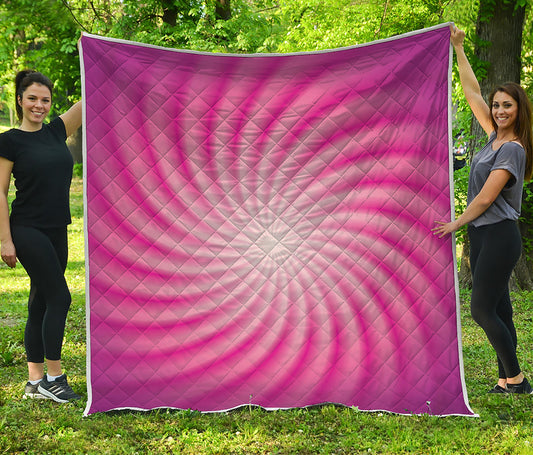 Pink Whirlpool Spiral Print Quilt
