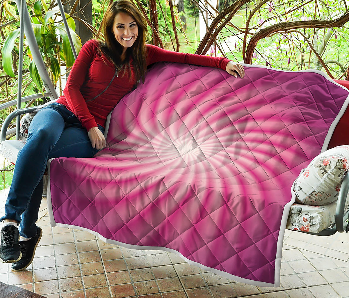 Pink Whirlpool Spiral Print Quilt