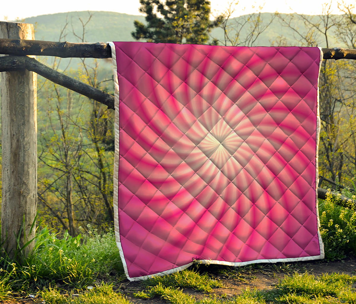 Pink Whirlpool Spiral Print Quilt