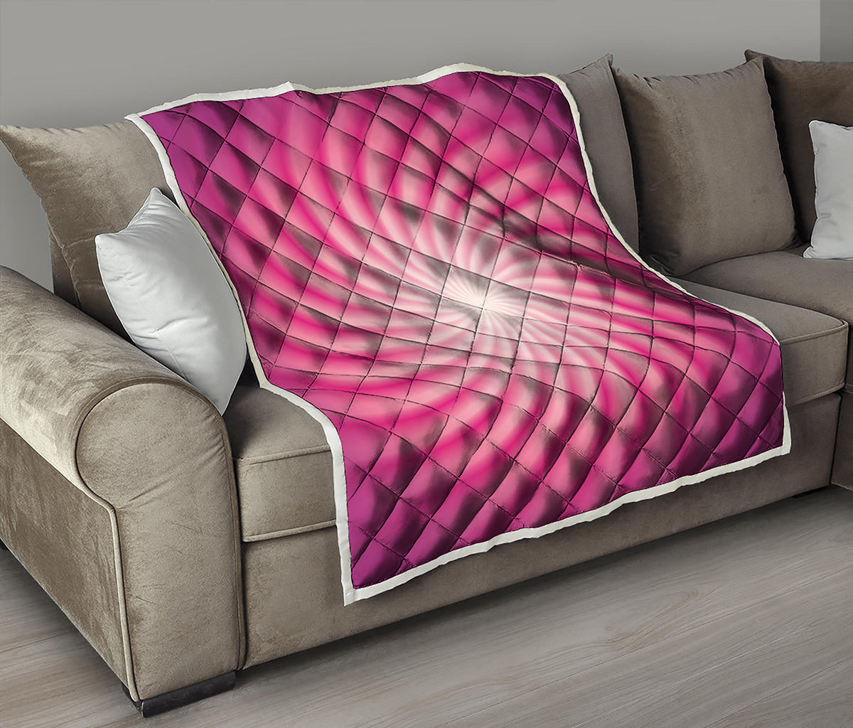Pink Whirlpool Spiral Print Quilt