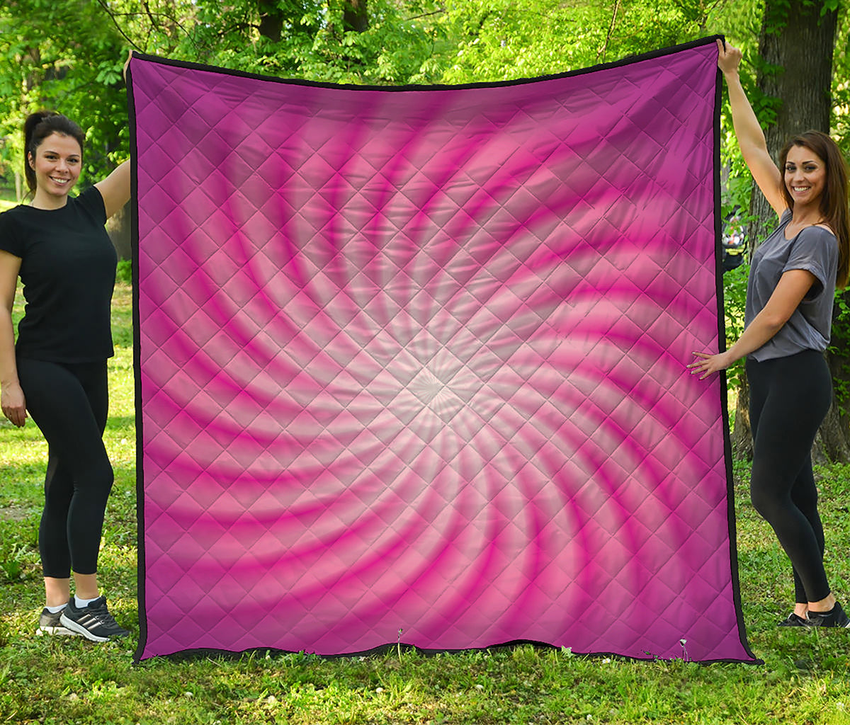 Pink Whirlpool Spiral Print Quilt