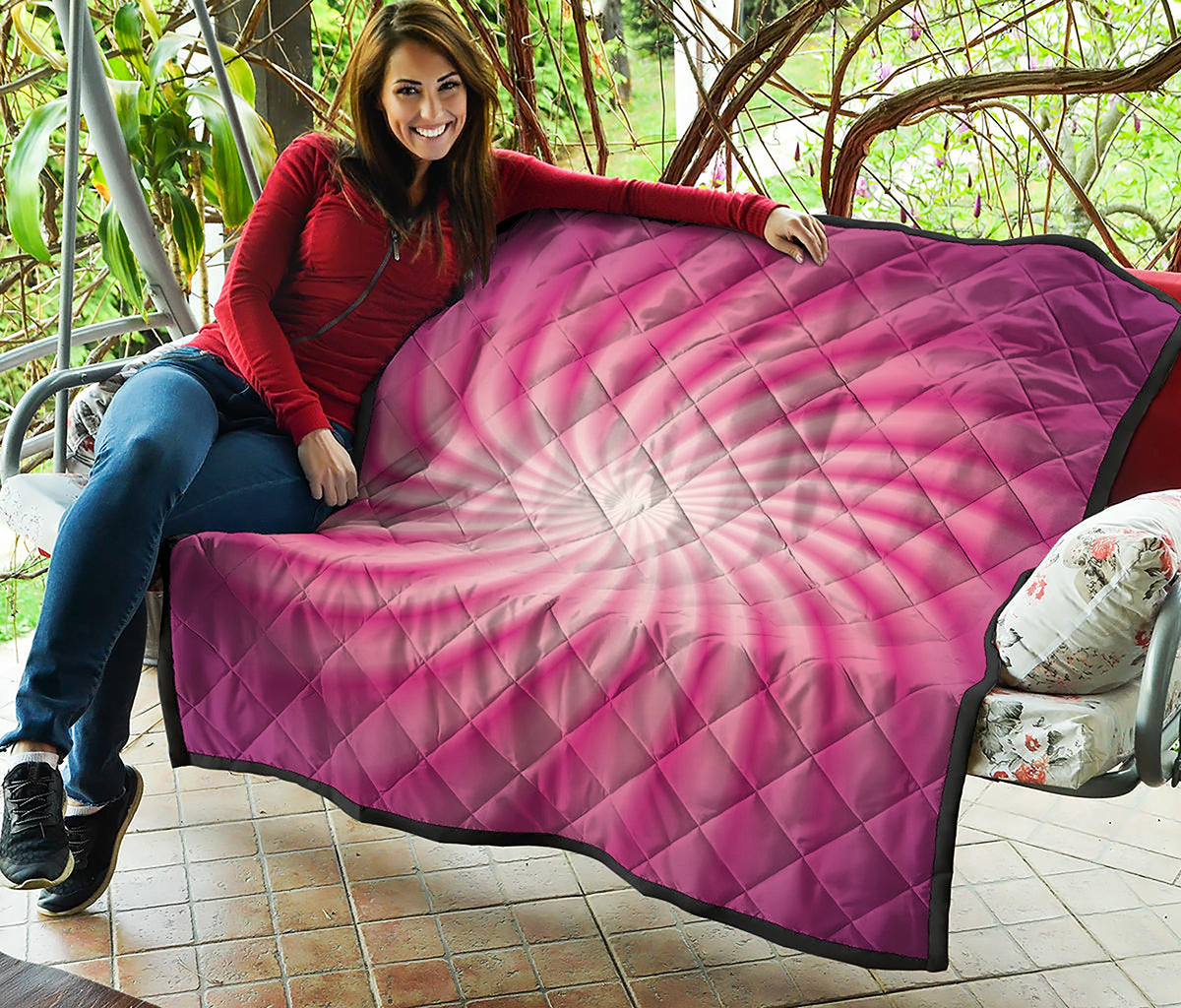 Pink Whirlpool Spiral Print Quilt