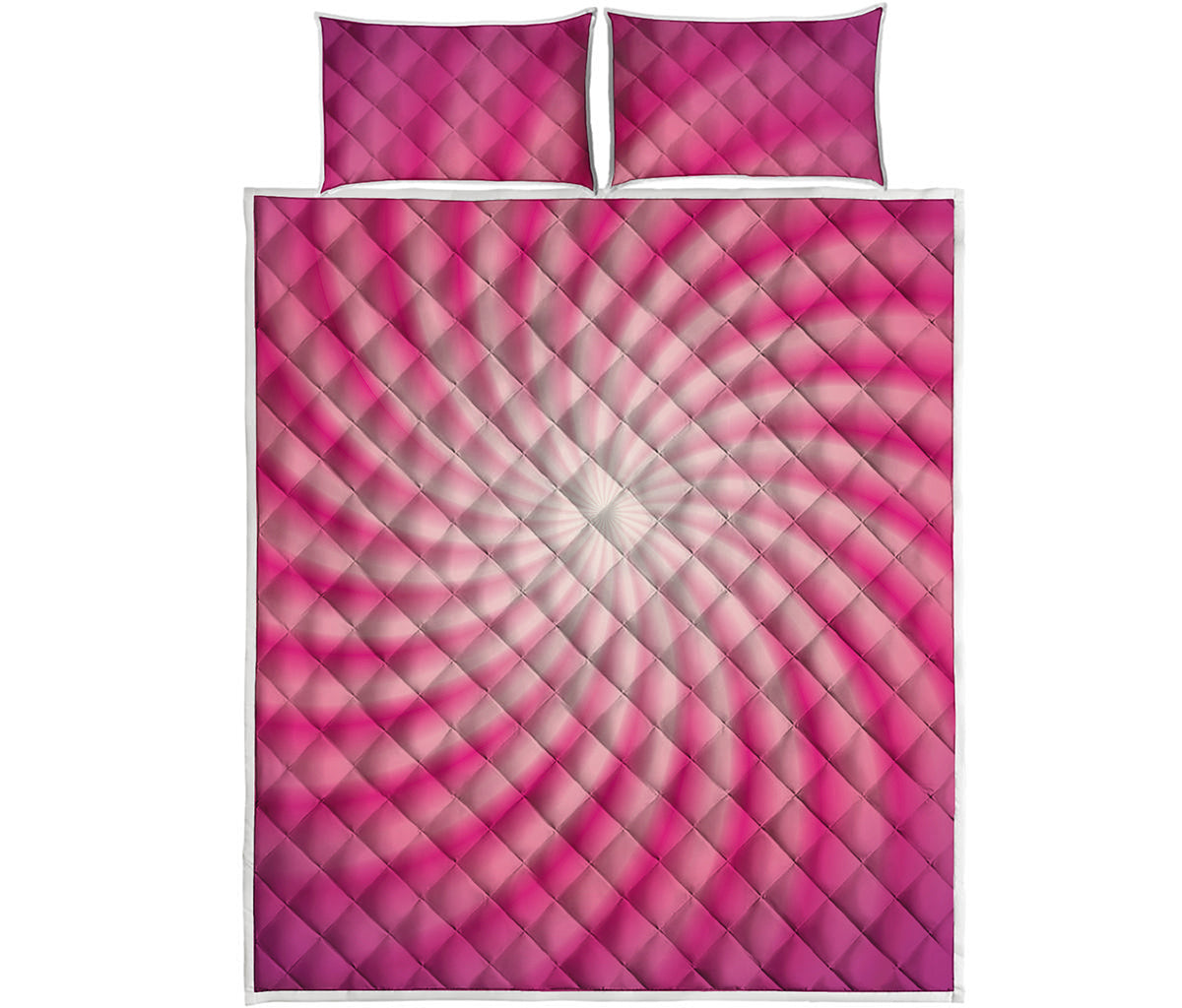 Pink Whirlpool Spiral Print Quilt Bed Set