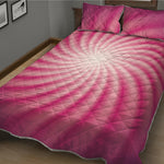 Pink Whirlpool Spiral Print Quilt Bed Set