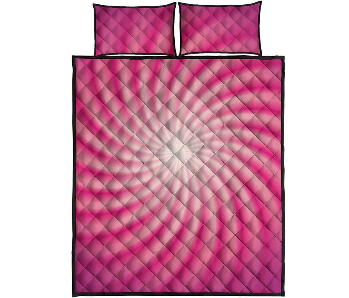 Pink Whirlpool Spiral Print Quilt Bed Set
