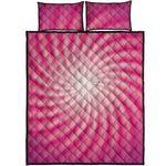 Pink Whirlpool Spiral Print Quilt Bed Set