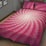 Pink Whirlpool Spiral Print Quilt Bed Set