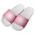 Pink Whirlpool Spiral Print White Slide Sandals