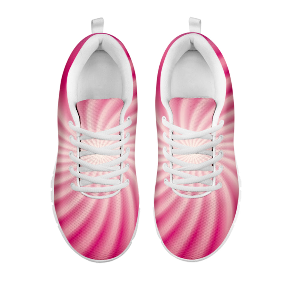Pink Whirlpool Spiral Print White Sneakers