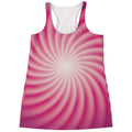 Pink Whirlpool Spiral Print Women's Racerback Tank Top