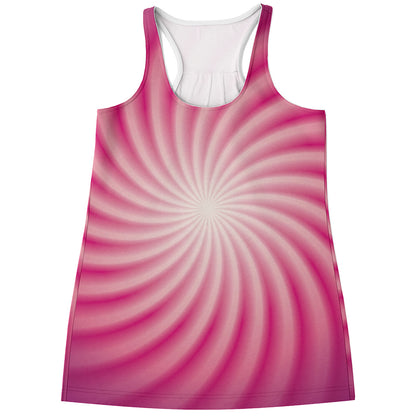 Pink Whirlpool Spiral Print Women's Racerback Tank Top