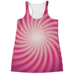 Pink Whirlpool Spiral Print Women's Racerback Tank Top
