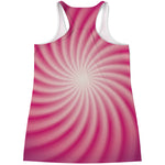 Pink Whirlpool Spiral Print Women's Racerback Tank Top