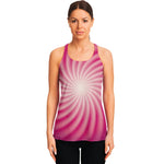 Pink Whirlpool Spiral Print Women's Racerback Tank Top