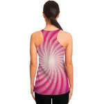 Pink Whirlpool Spiral Print Women's Racerback Tank Top