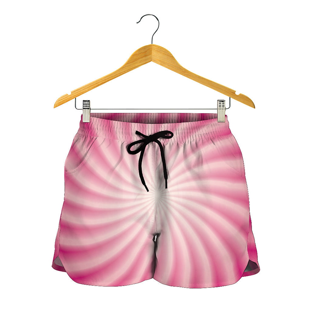 Pink Whirlpool Spiral Print Women's Shorts