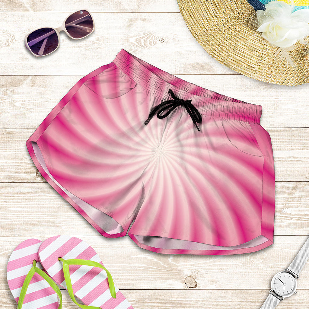 Pink Whirlpool Spiral Print Women's Shorts