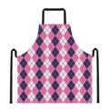 Pink White And Blue Argyle Pattern Print Apron