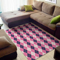Pink White And Blue Argyle Pattern Print Floor Mat