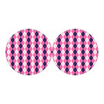 Pink White And Blue Argyle Pattern Print Car Coasters